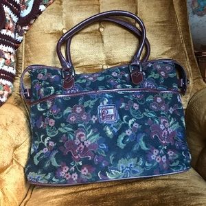 Vintage Flower and Leather American Flyer Bag